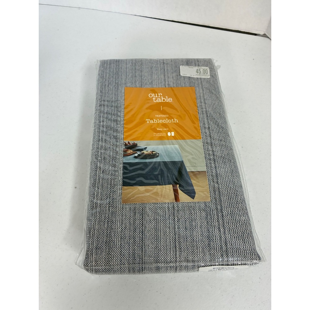 Our Table Textured Tablecloth Pageant Blue 60x120 Oblong Rectangular Seats 10-12